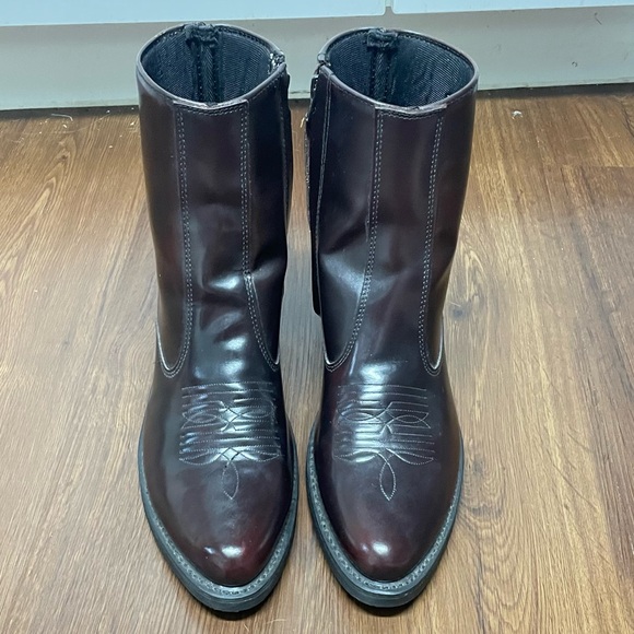 Laredo Mens Sz 9 Long Haul Black Cherry Leather Side Zipper Western Boots #62008 - Picture 7 of 12